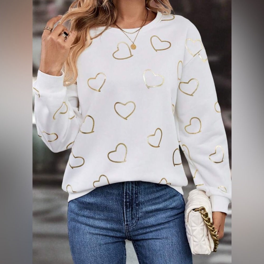 SHEIN - Lightweight Long Sleeve Heart top - size L - Picture 1 of 14